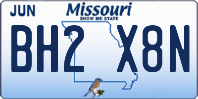 MO license plate BH2X8N