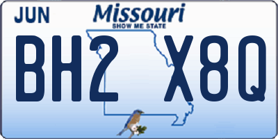 MO license plate BH2X8Q