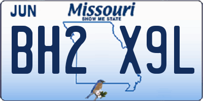MO license plate BH2X9L