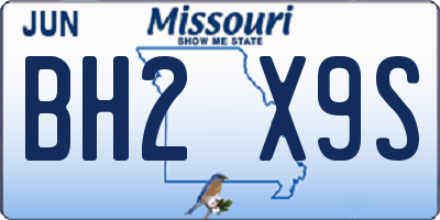 MO license plate BH2X9S