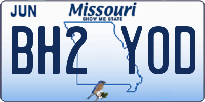 MO license plate BH2Y0D
