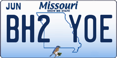 MO license plate BH2Y0E