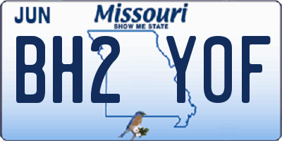 MO license plate BH2Y0F