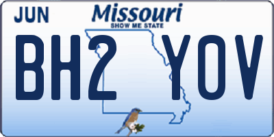 MO license plate BH2Y0V