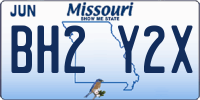 MO license plate BH2Y2X