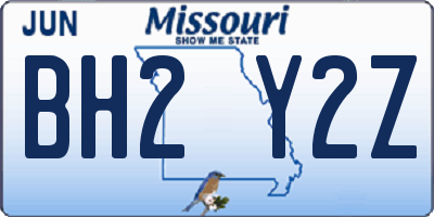 MO license plate BH2Y2Z