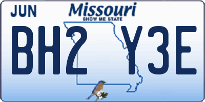 MO license plate BH2Y3E