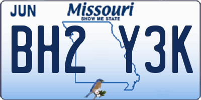 MO license plate BH2Y3K