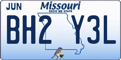 MO license plate BH2Y3L