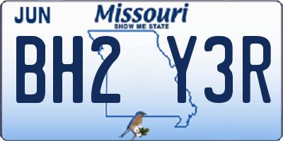 MO license plate BH2Y3R