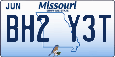 MO license plate BH2Y3T