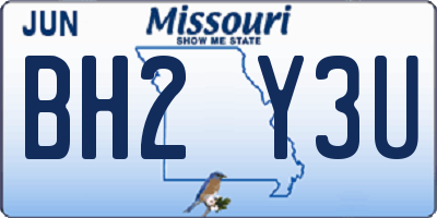 MO license plate BH2Y3U