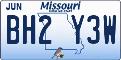 MO license plate BH2Y3W