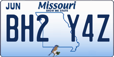 MO license plate BH2Y4Z