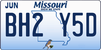 MO license plate BH2Y5D
