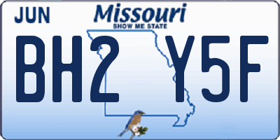 MO license plate BH2Y5F