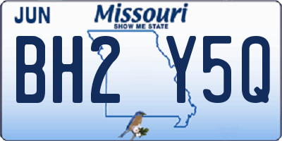 MO license plate BH2Y5Q