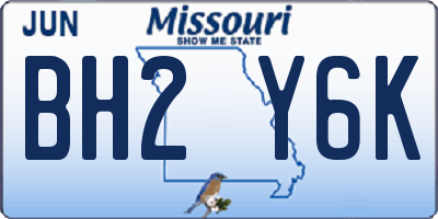 MO license plate BH2Y6K