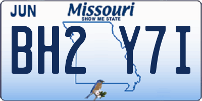 MO license plate BH2Y7I
