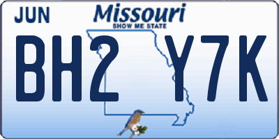 MO license plate BH2Y7K