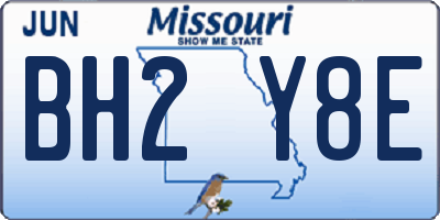 MO license plate BH2Y8E
