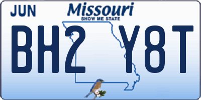MO license plate BH2Y8T