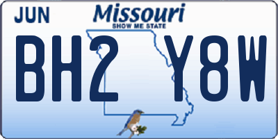 MO license plate BH2Y8W
