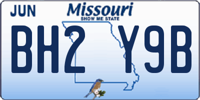 MO license plate BH2Y9B