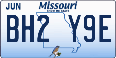 MO license plate BH2Y9E