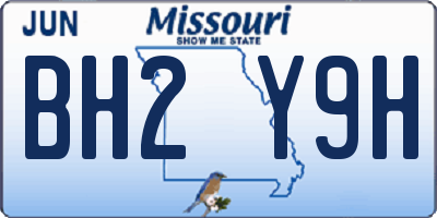 MO license plate BH2Y9H