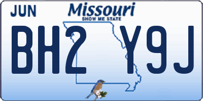 MO license plate BH2Y9J
