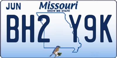 MO license plate BH2Y9K