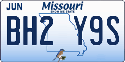 MO license plate BH2Y9S
