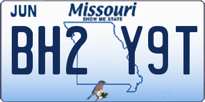 MO license plate BH2Y9T
