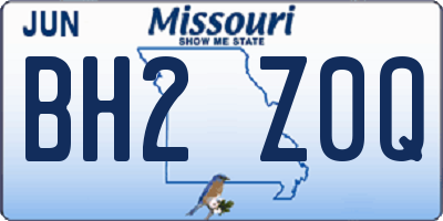 MO license plate BH2Z0Q