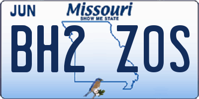 MO license plate BH2Z0S