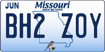MO license plate BH2Z0Y