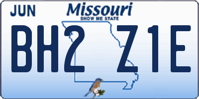 MO license plate BH2Z1E
