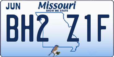 MO license plate BH2Z1F