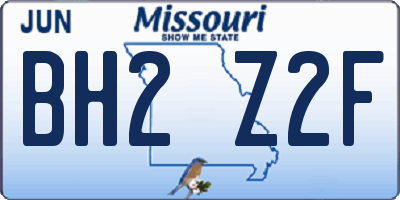 MO license plate BH2Z2F
