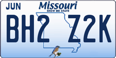 MO license plate BH2Z2K