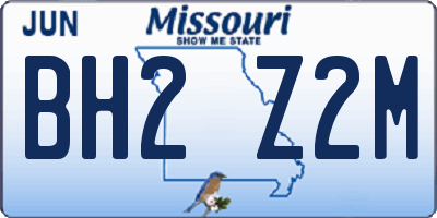 MO license plate BH2Z2M