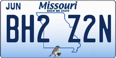 MO license plate BH2Z2N