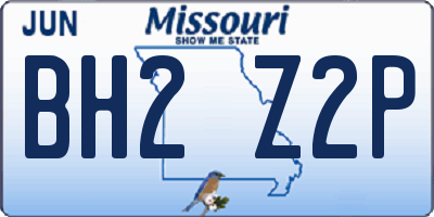 MO license plate BH2Z2P