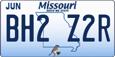 MO license plate BH2Z2R