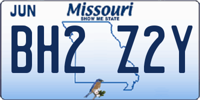 MO license plate BH2Z2Y