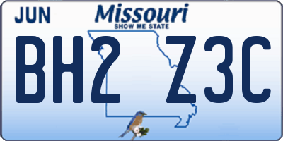 MO license plate BH2Z3C