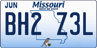 MO license plate BH2Z3L