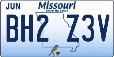 MO license plate BH2Z3V