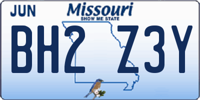 MO license plate BH2Z3Y